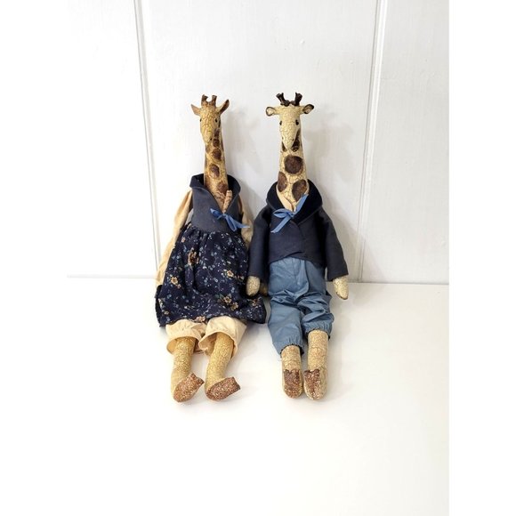 Vintage Artist Folk Dolls Dressed Giraffe Couple - Picture 7 of 7